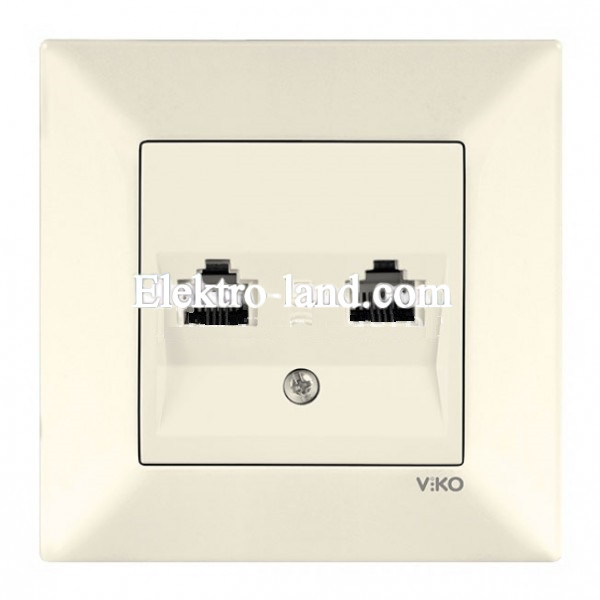 Розетка двойная компьютерная (2хRJ45 Cat5e) белая VIKO MERIDIAN 90970234-WH